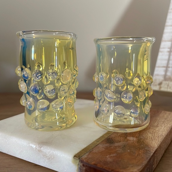 Textured Glass Blown Shot Glasses - Set | Handmade - Picture 2 of 5